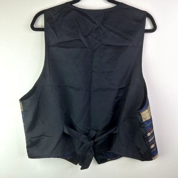 Impressions of California Vintage 90s Tapestry Striped Metallic Gold Vest XL - Picture 6 of 7